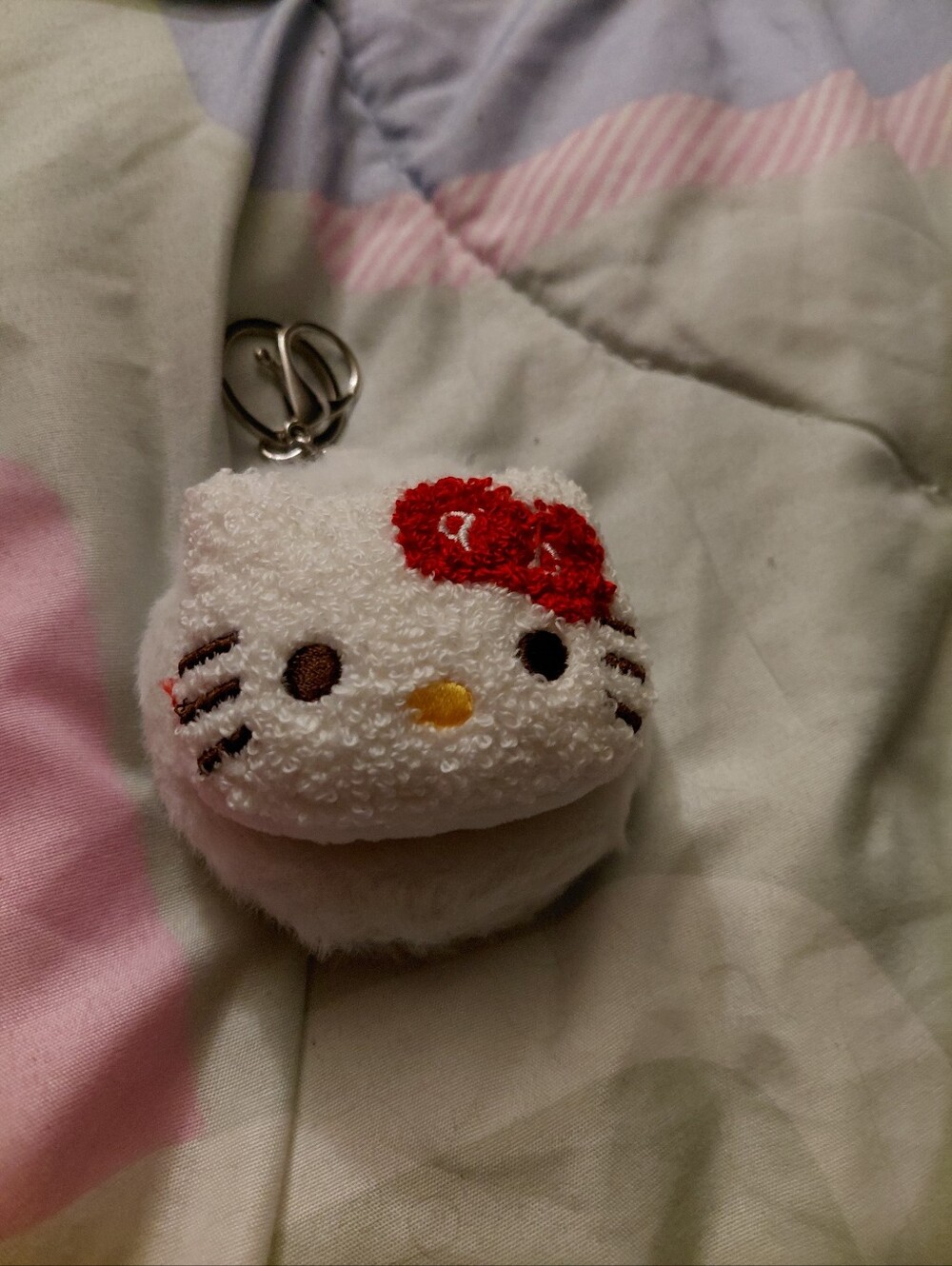 Hello Kitty Plush Mirror Keychain - White with Red Bow